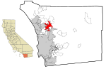 San Diego County California Incorporated and Unincorporated areas Escondido Highlighted